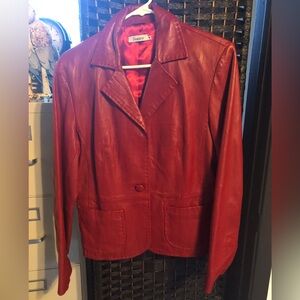 EUC Women’s Red Leather SNAZZIE Blazer Style Jacket